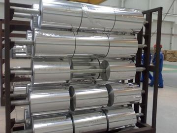 China rollo del papel de aluminio de 0,0065 micrones con pequeño Rolls en caso de madera proveedor